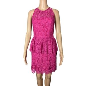 Milly Liza Pink Peplum Lace Dress 4